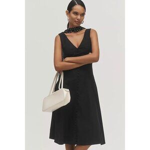 Anthropologie Sleeveless V-Neck Button-Front Midi Dress L